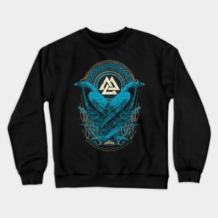 Ravens of Odin Norse Pagan Viking Raven Valknut Crewneck Sweatshirt